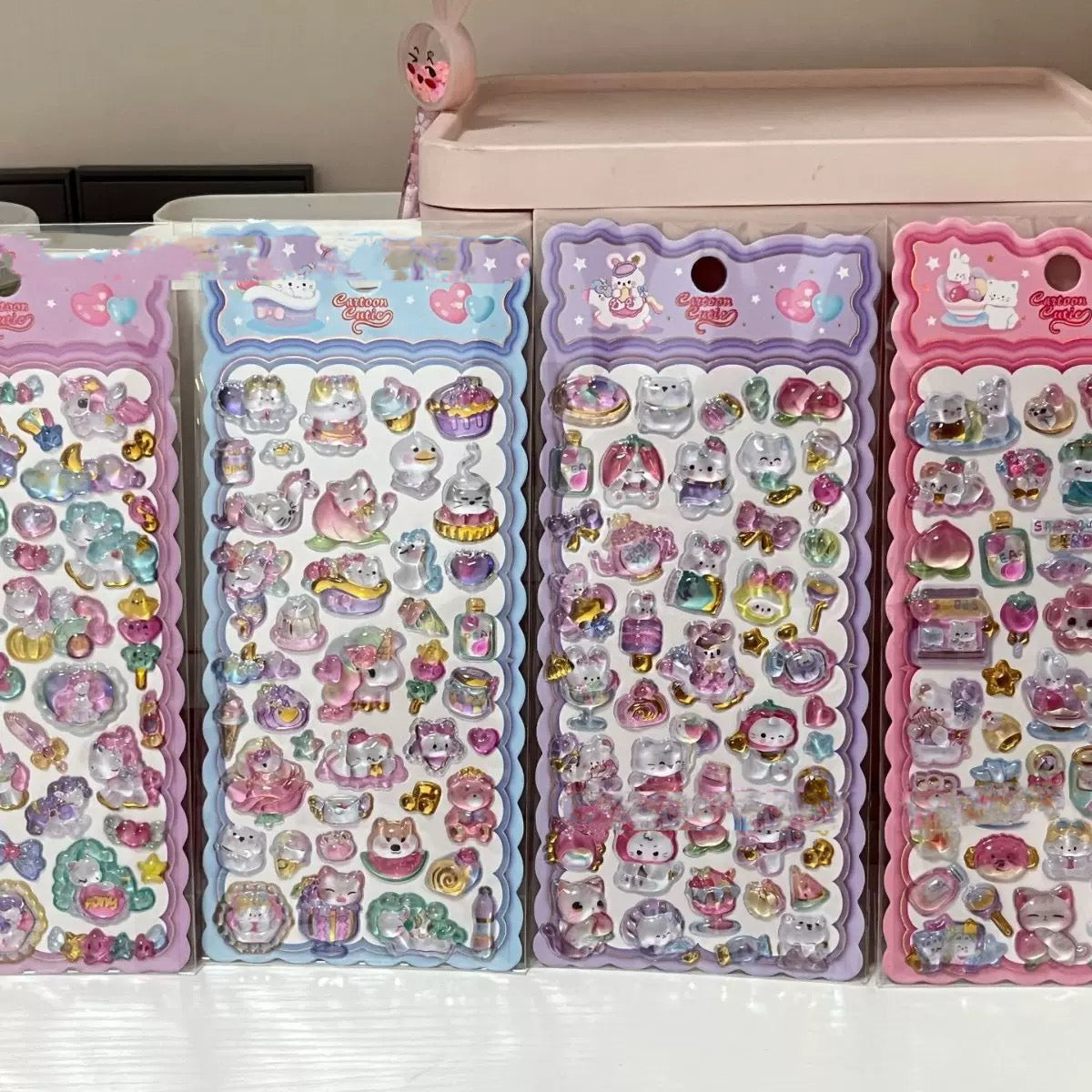 AA💖かわいいカラフルな動物シリーズ 硬いシール 4種類 opp包装