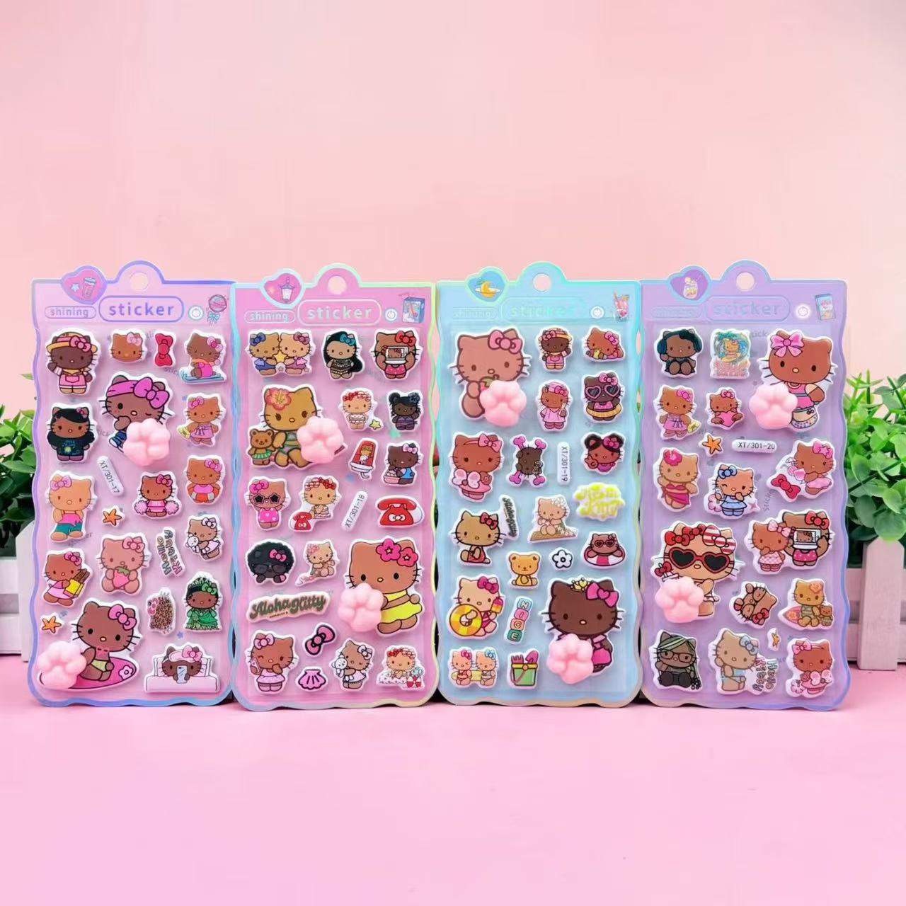 AA💖ハローキテ猫の爪シール4種類  硬殻包装