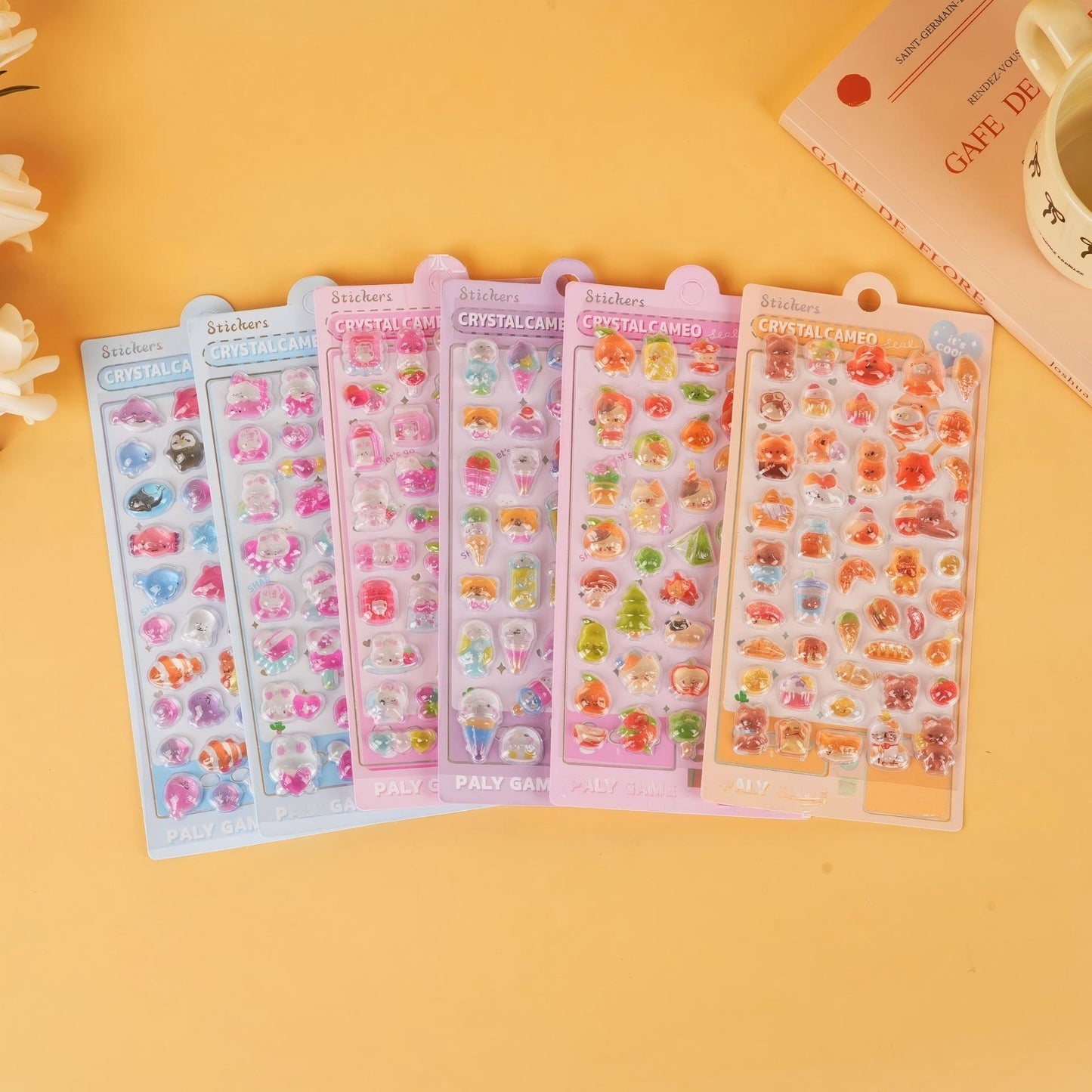 AA💖かわいい動物 硬いシール 6種類  opp包装