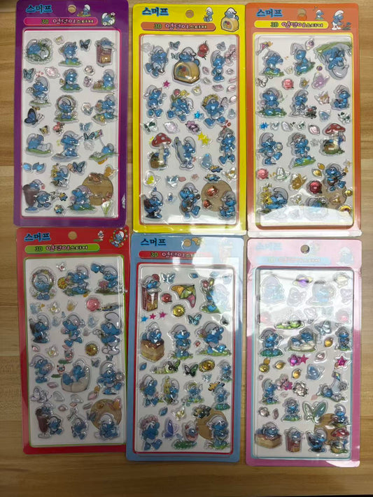AA💞韓国語 スマーフ 硬いシール 6種類 硬殻包装