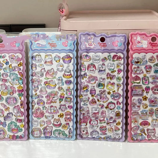 AA💖かわいいカラフルな動物シリーズ 硬いシール 4種類  opp包装